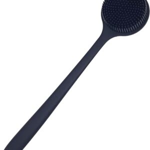 DNC Back Scrubber for Shower Soft Silicone Bath Body Brush with Long Handle (Black)